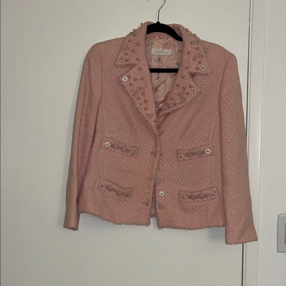 Escada Blush Embellished Blazer